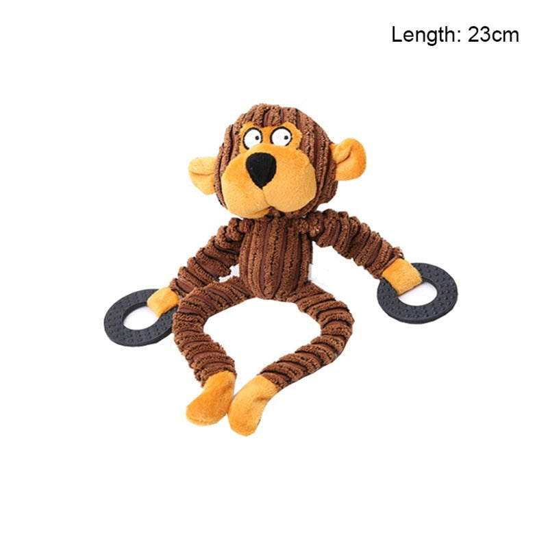 Monkey Shaped Corduroy Chew Toy For Dogs