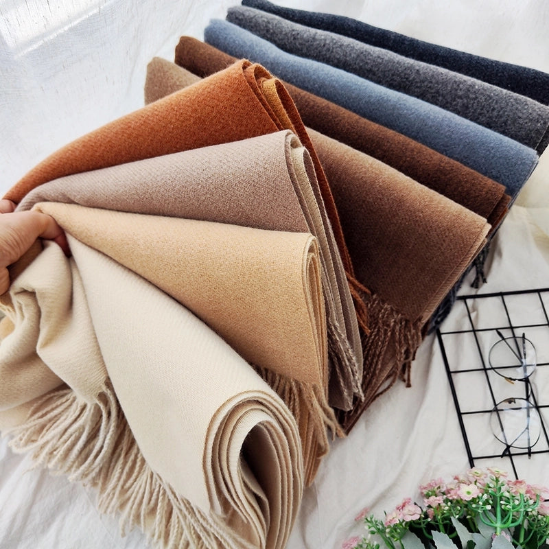 Unisex Sweet Minimalist Solid Color Imitation Cashmere Polyester Scarf