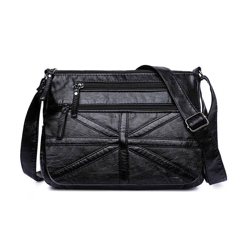 Women's Large Pu Leather Solid Color Streetwear Square Zipper Shoulder Bag Crossbody Bag