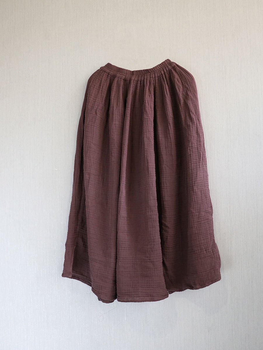 Women Summer Retro Pure Color 100%Cotton Skirt