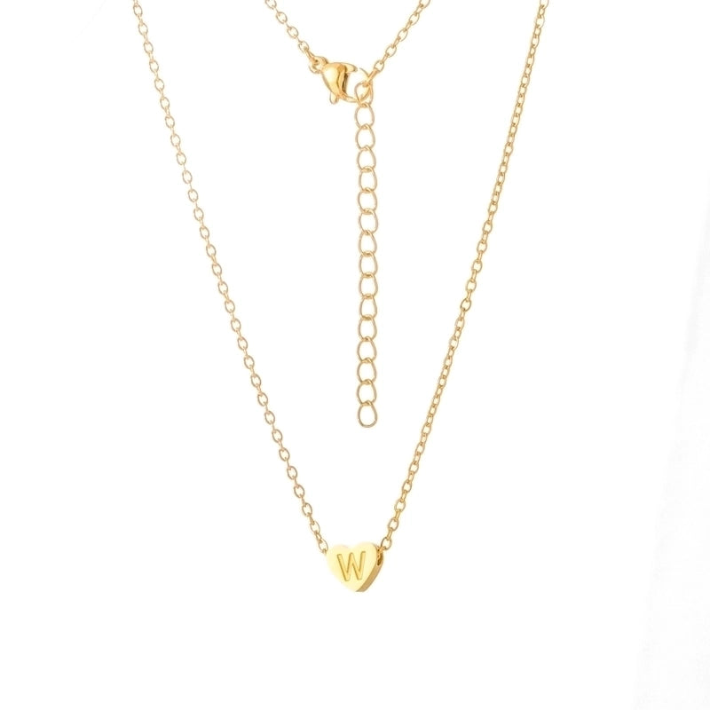 Stainless Steel Titanium Steel 18K Gold Plated Minimalist Letter Heart Shape None Pendant Necklace