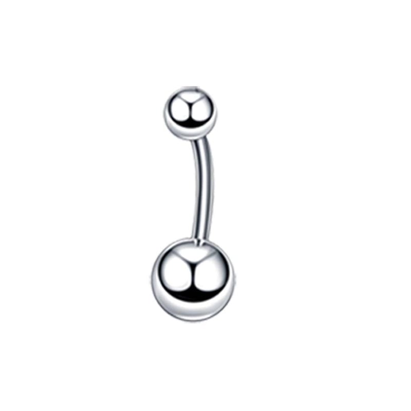 2 Pieces Fashion Geometric Stainless Steel Inlay Zircon Belly Ring