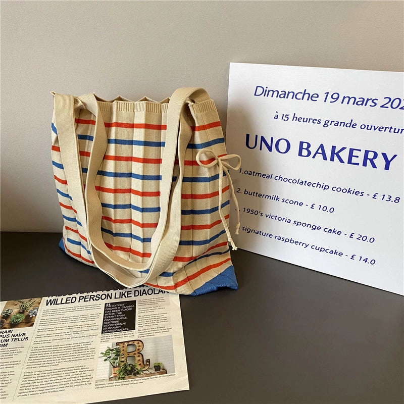 Women's Fashion Stripe Polyester Shopping Bags