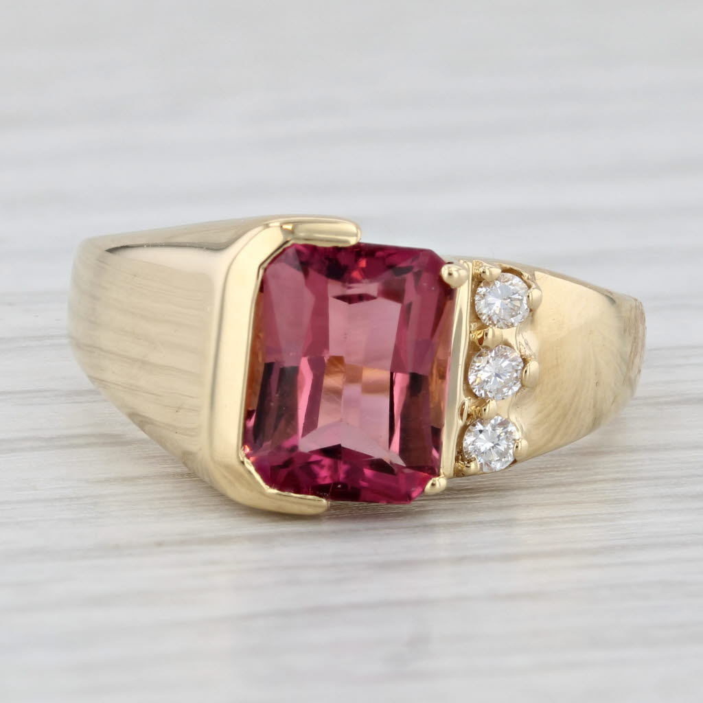 2.48ctw Pink Tourmaline Diamond Ring 18k Yellow Gold Size 8
