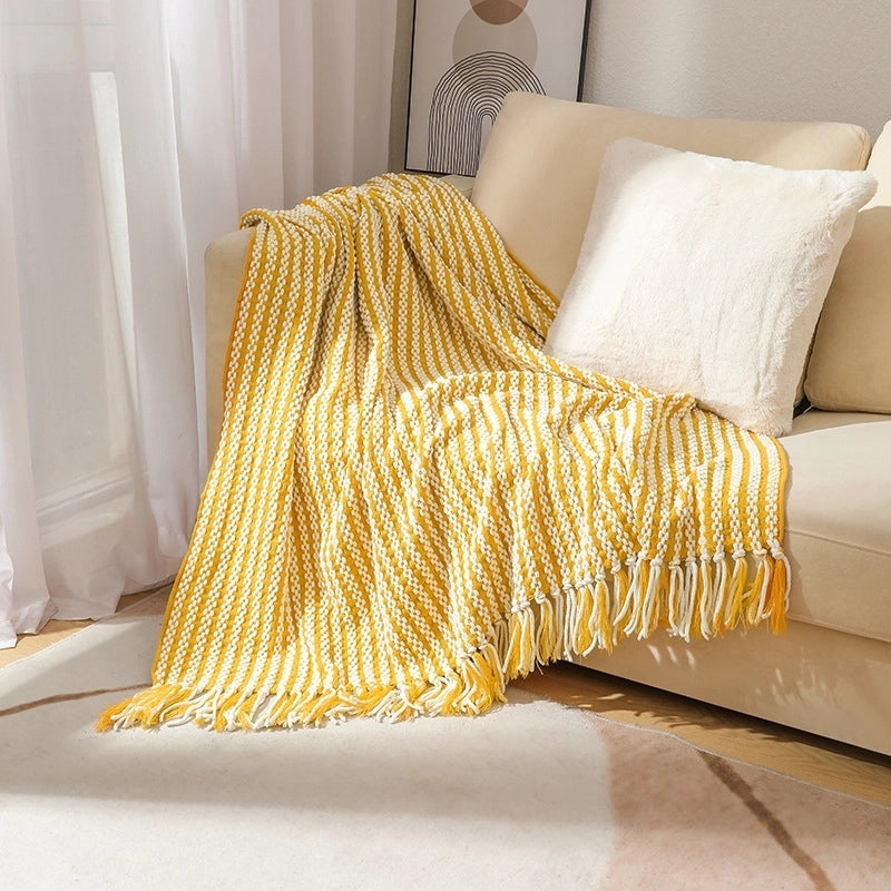 Handmade Knitted Blanket Blanket Coarse Wool Blanket Sofa Blanket Woven Blanket Chenille Blanket Nap Blanket Bean Blanket