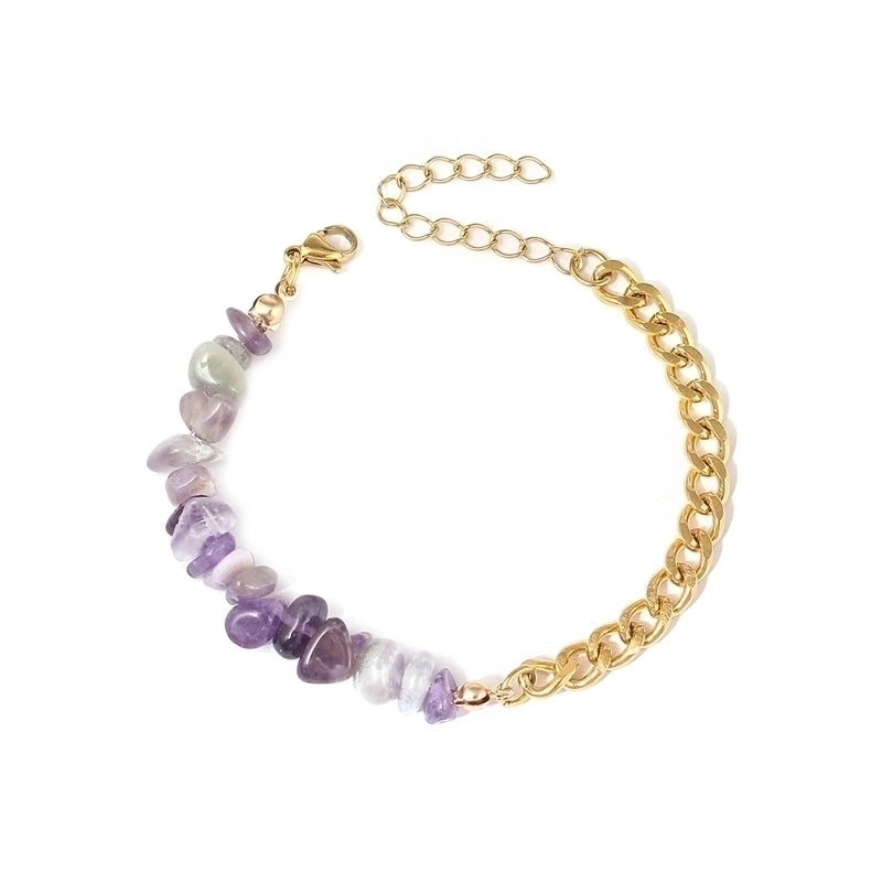 Vacation Color Block 304 Stainless Steel Natural Stone 18K Gold Plated Bracelets In Bulk