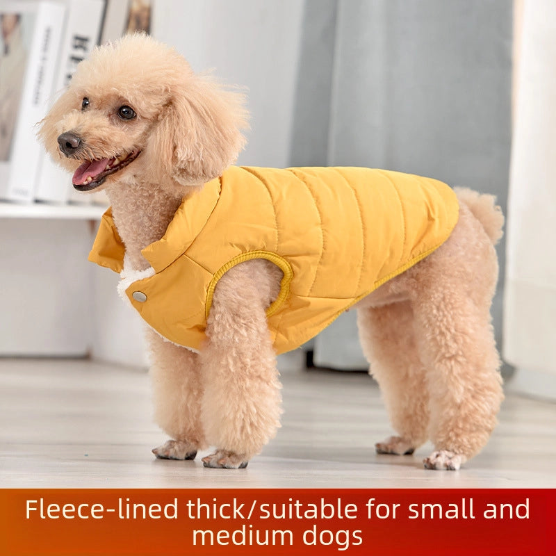 Autumn And Winter Pet Clothes With Velvet Padded Cotton-padded Jacket Teddy Bear Small And Medium-sized Dog Cotton-padded Jacket Warm Waterproof Vest