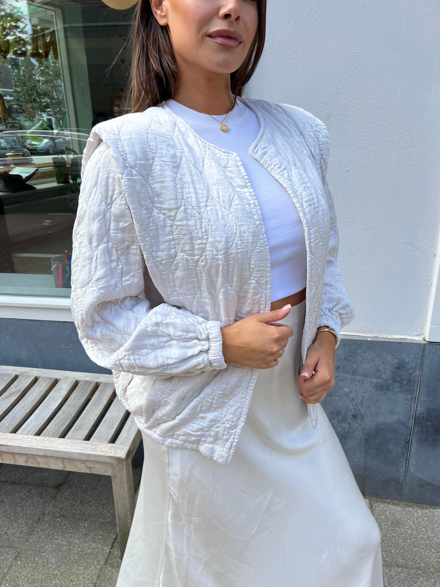 Mara jacket thin cap sleeve off white