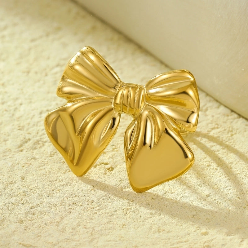 Lady Bow Knot Titanium Steel Women's Scarf Ring