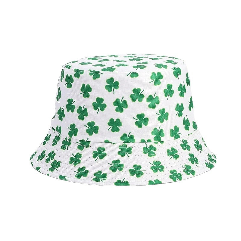 Unisex Classic Style Shamrock Printing Wide Eaves Bucket Hat