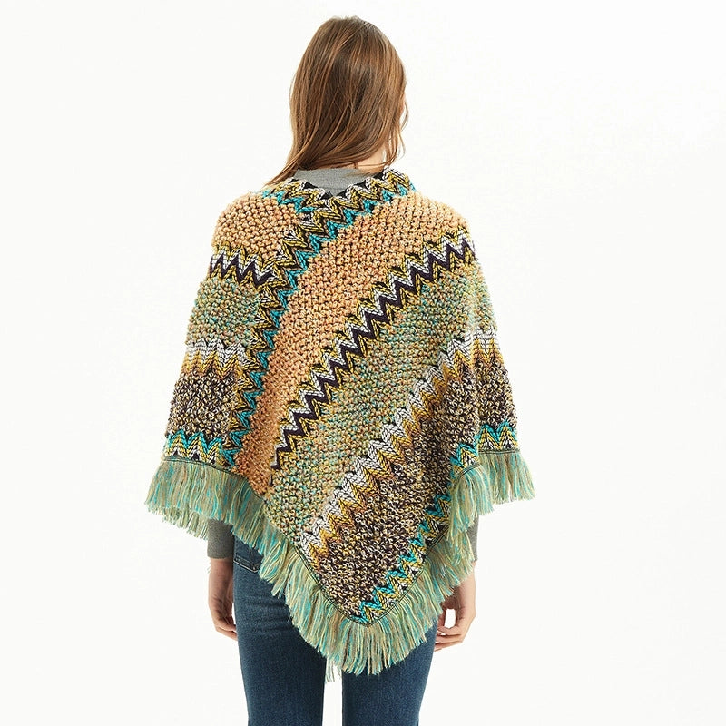 Unisex Streetwear Stripe Acrylic Tassel Shawl