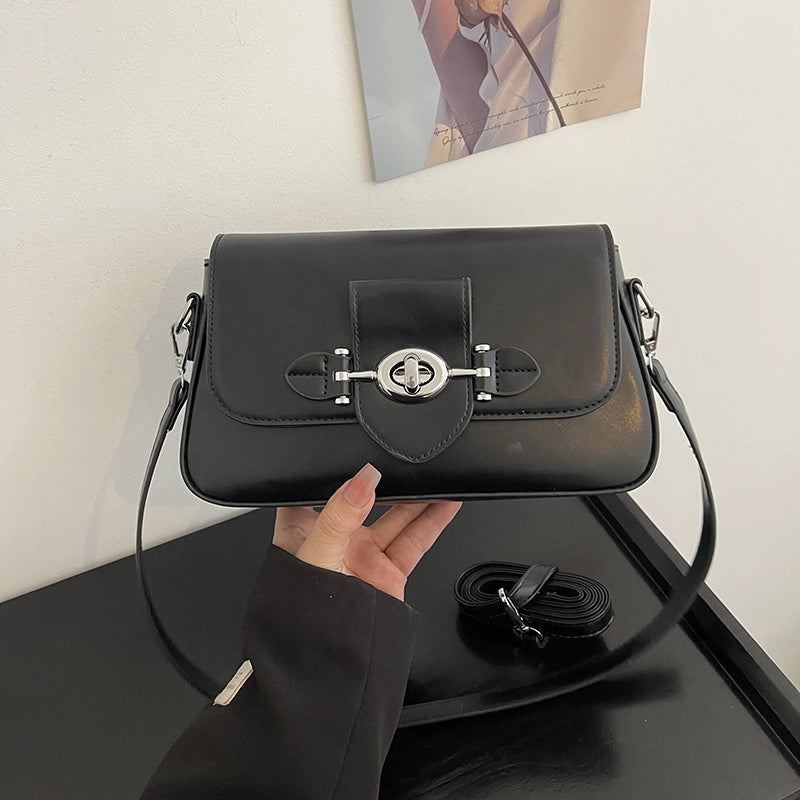 Women's Medium Pu Leather Solid Color Vintage Style Classic Style Square Magnetic Buckle Shoulder Bag