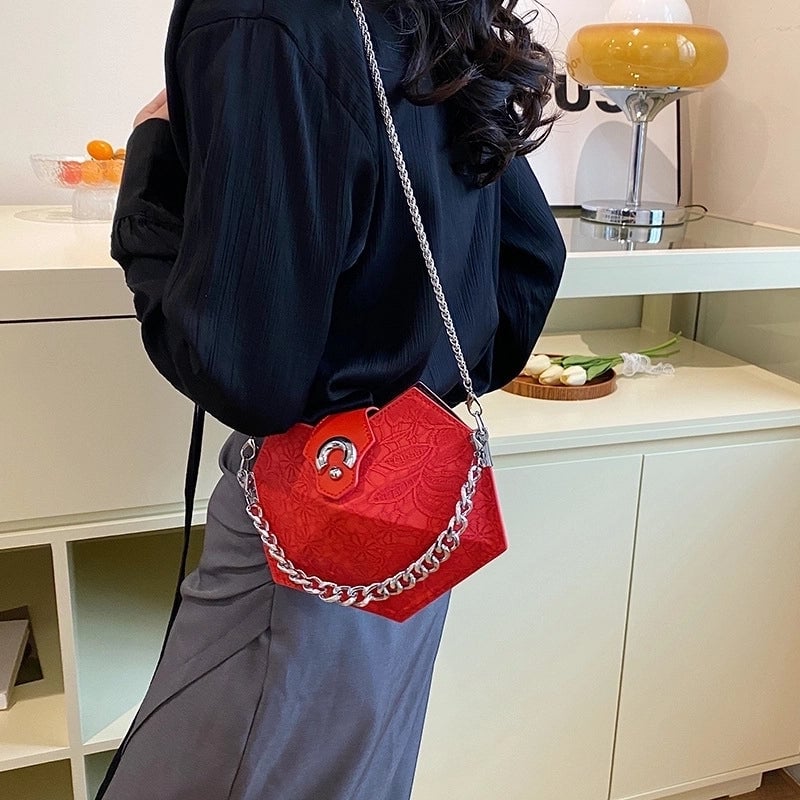 Women's Pu Leather Printing Vintage Style Classic Style Profiled Magnetic Buckle Crossbody Bag