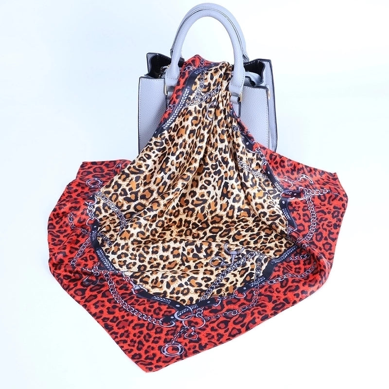 Women's Elegant Classical Lady Printing Satin Silk Scarf