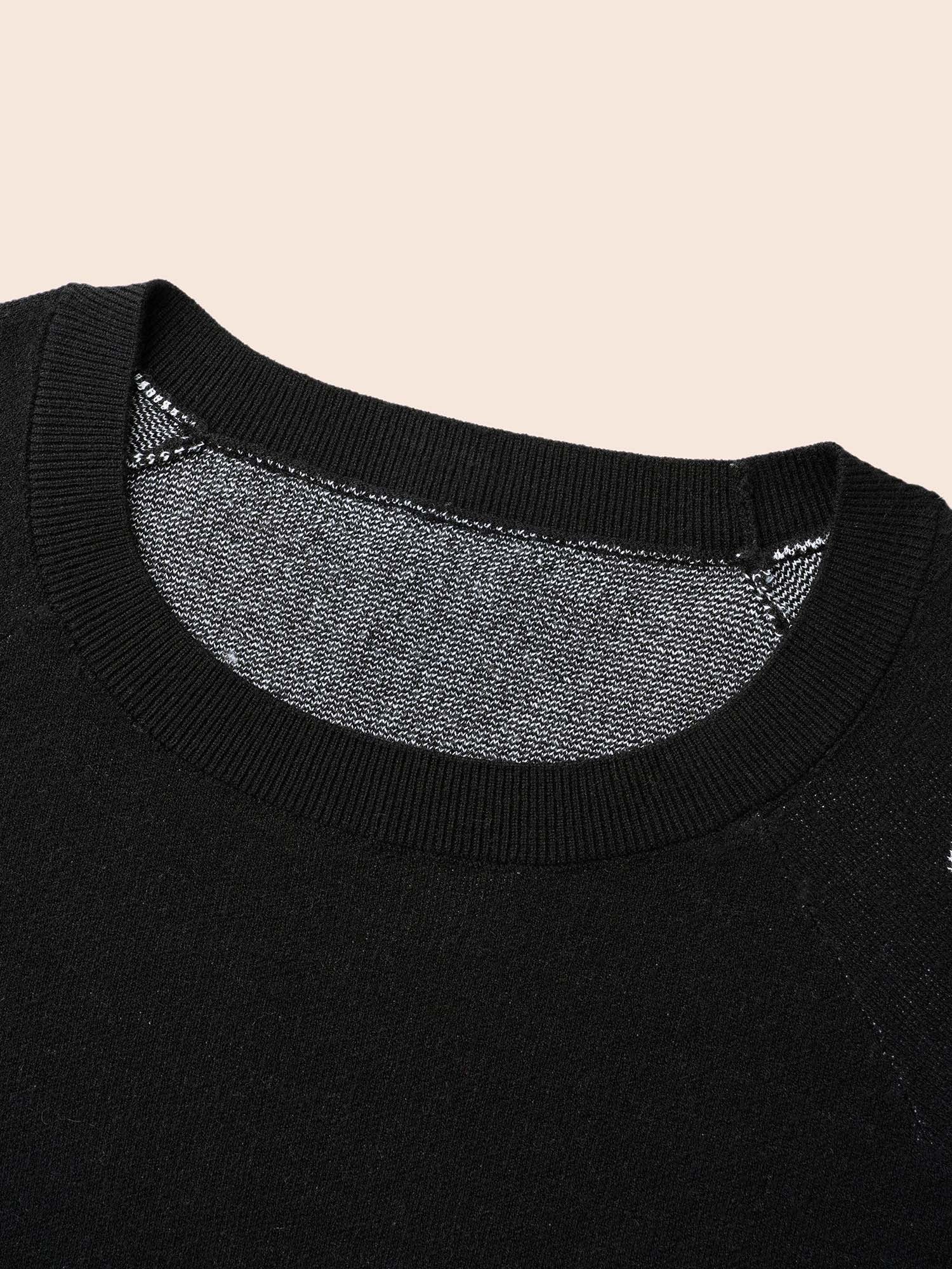 Polka Dot Crew Neck Raglan Sleeve Pullover
