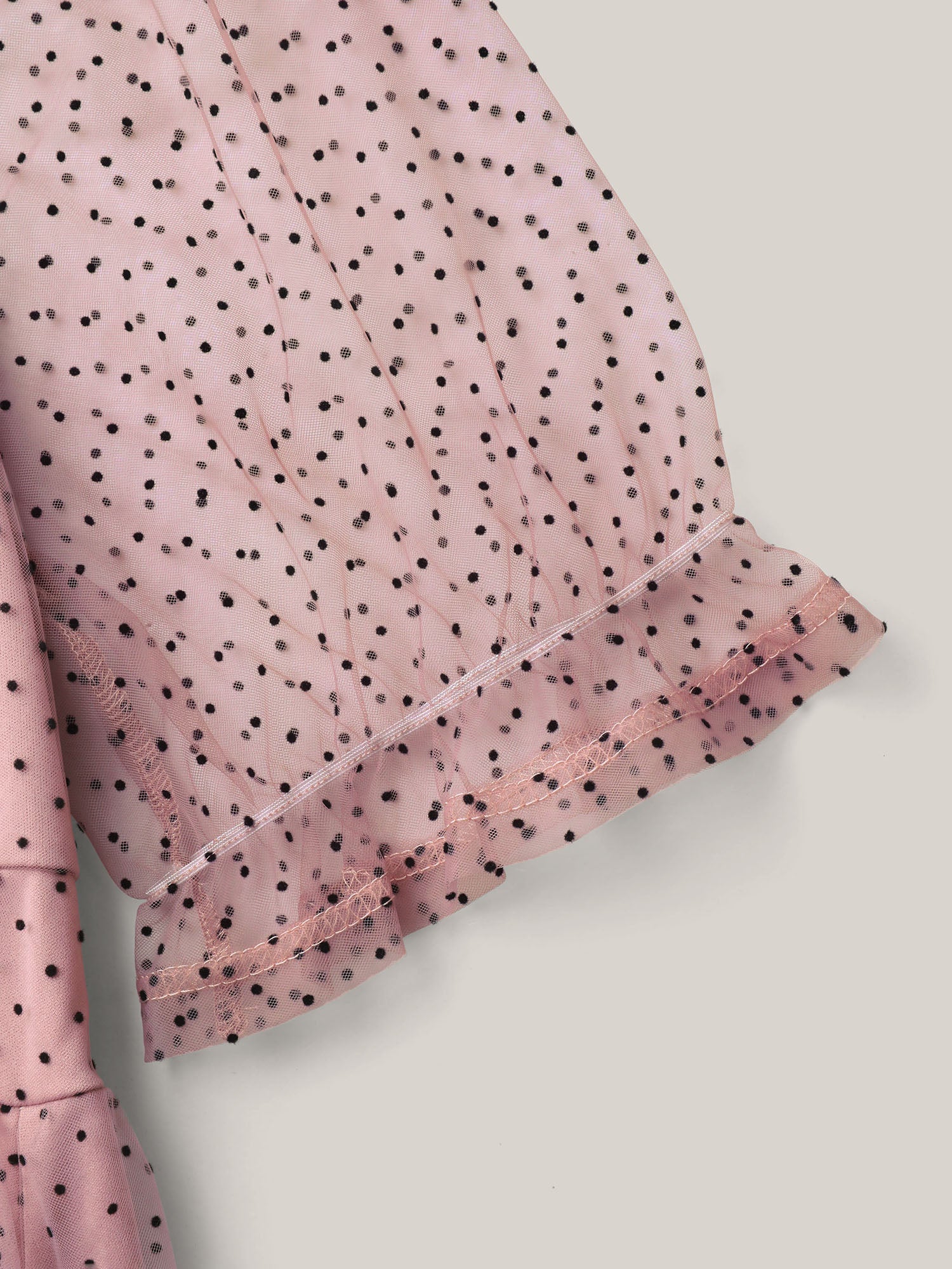 Polka Dot Print Ruched Textured Midi Dress