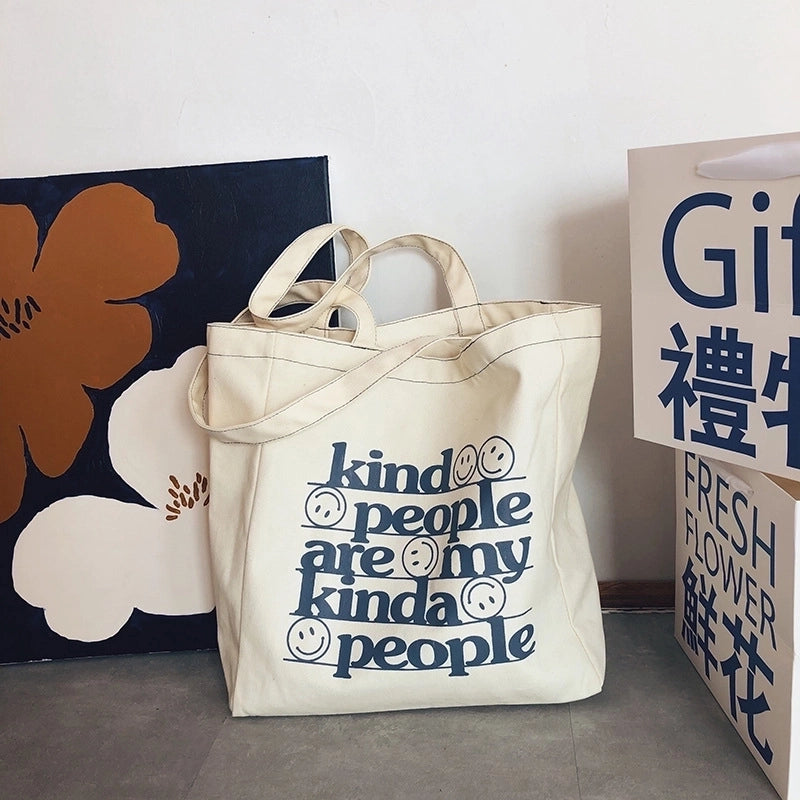 Women's Fashion Letter Canvas Shopping Bags