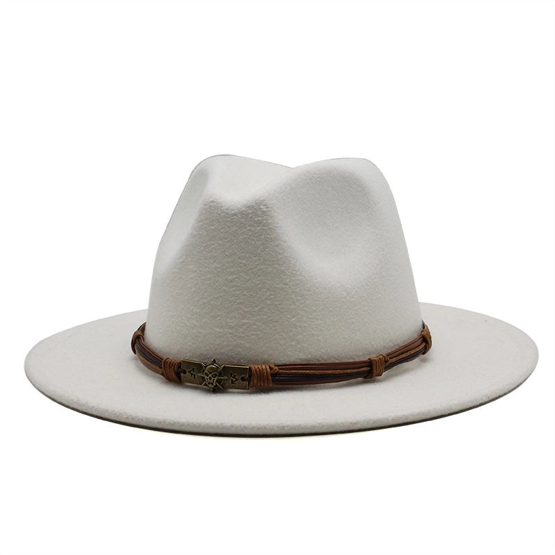 Unisex Skull Light Body Flat Eaves Fedora Hat