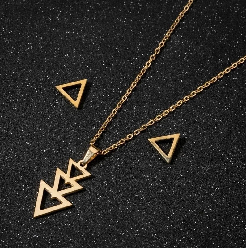 1 Set Fashion Star Moon Heart Shape Titanium Steel Plating Earrings Necklace