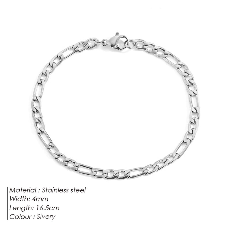 Hip-Hop Geometric 304 Stainless Steel Figaro Chain Bracelets In Bulk