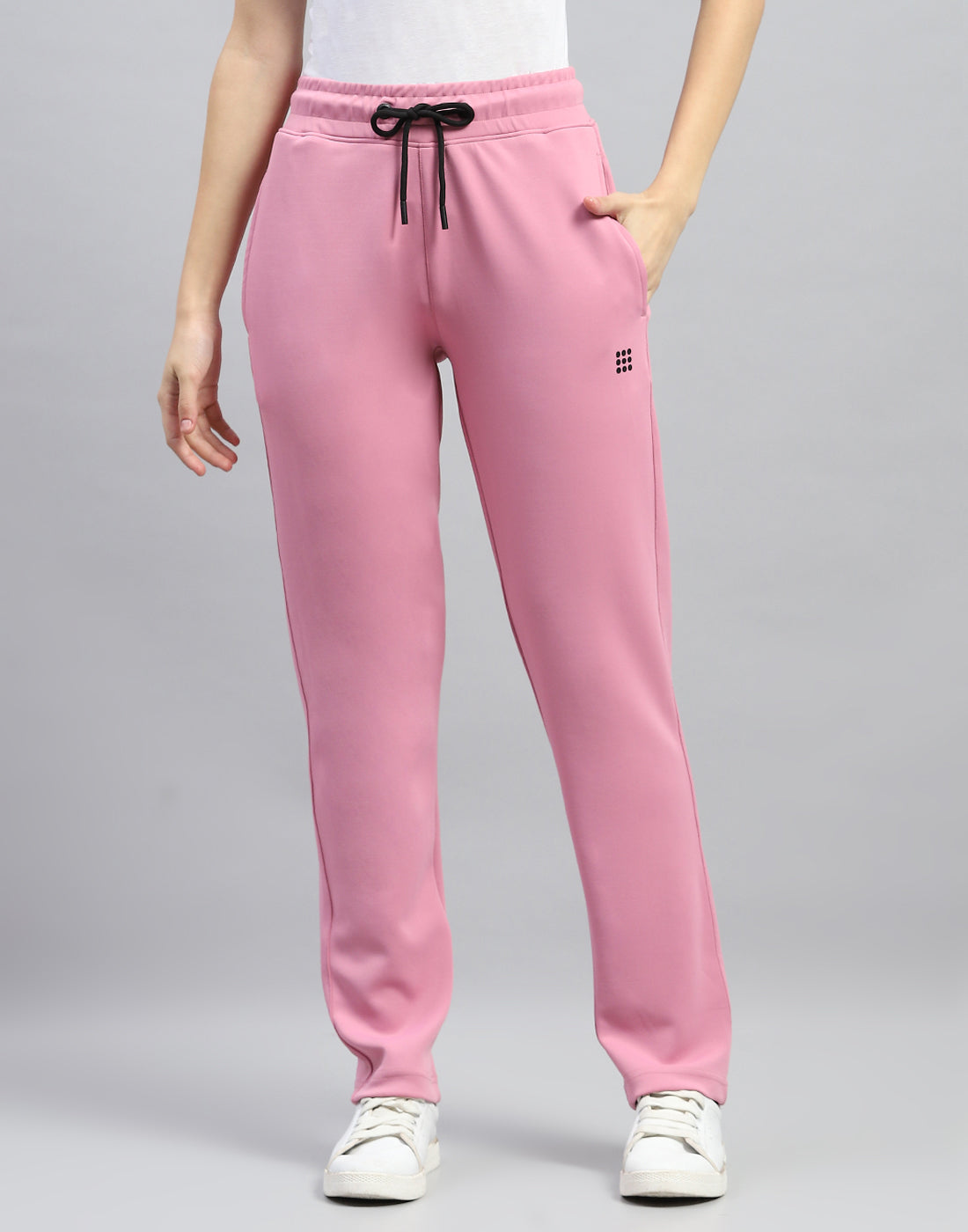 Women Pink Solid Round Neck Full Sleeve Tracksuit
