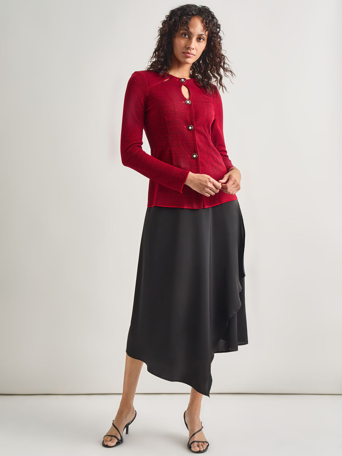 Tailored Fit Two-Toned Cutout Knit Jacket