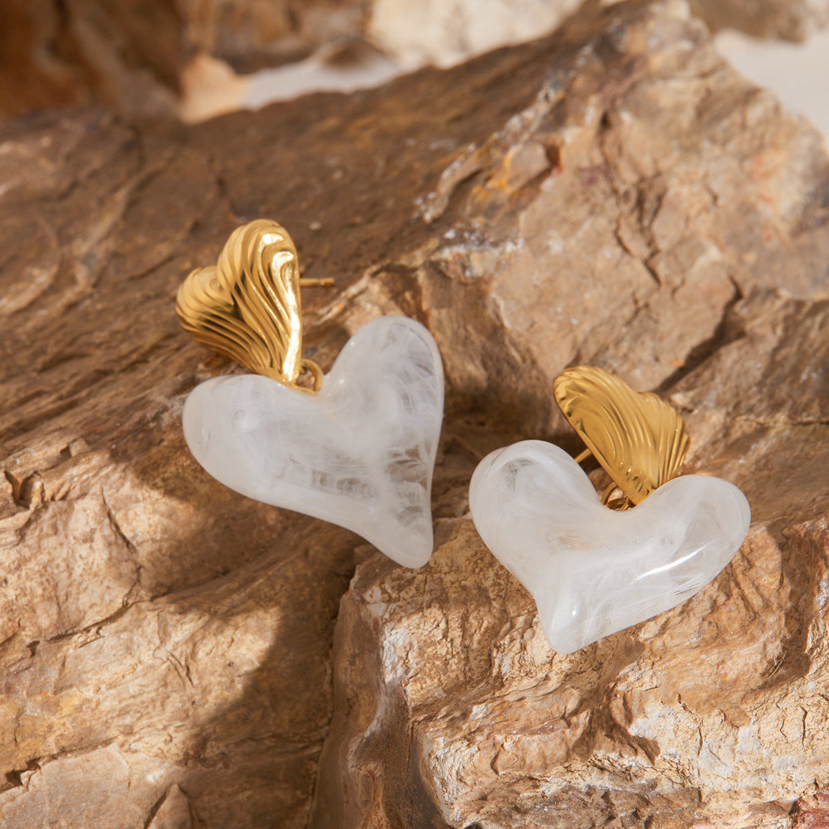Resin Stainless Steel Love Earrings Niche Exquisite Earrings Titanium Steel