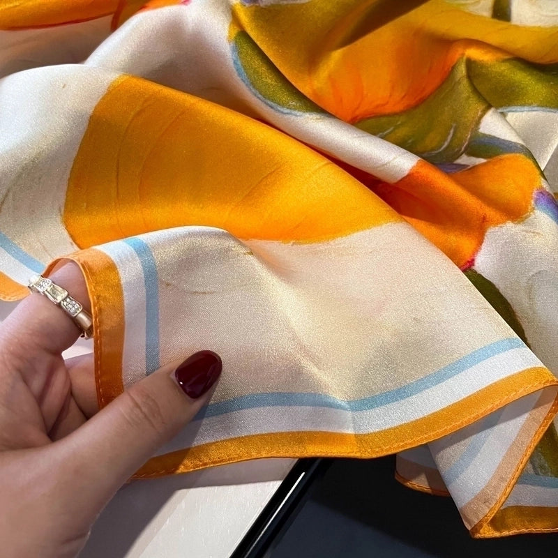 Women's Elegant Flower Silk Flowers Silk Scarf