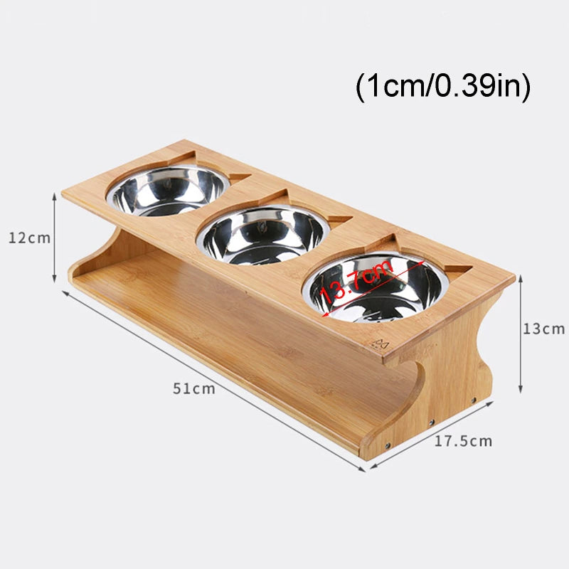 3 Stainless Steel Bowl Cat Feeder