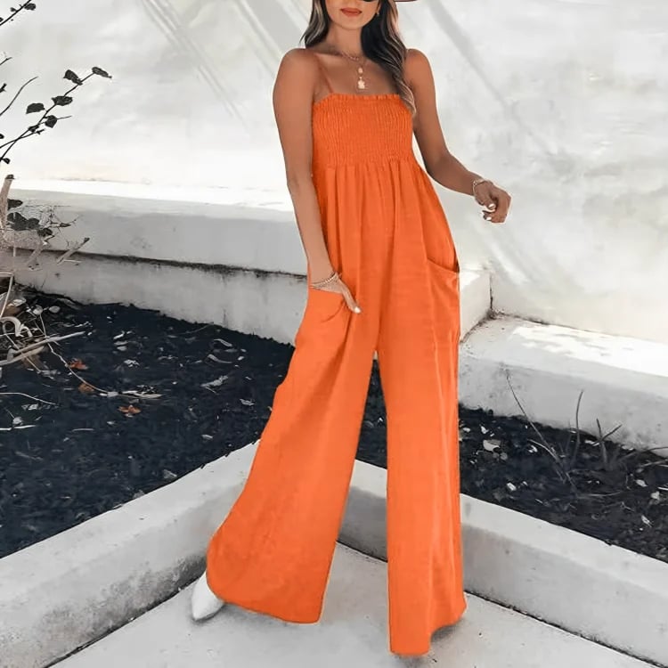 👚SPECIAL SALE 49%-LADIES GATHER TOP WIDE LEG JUMPSUIT