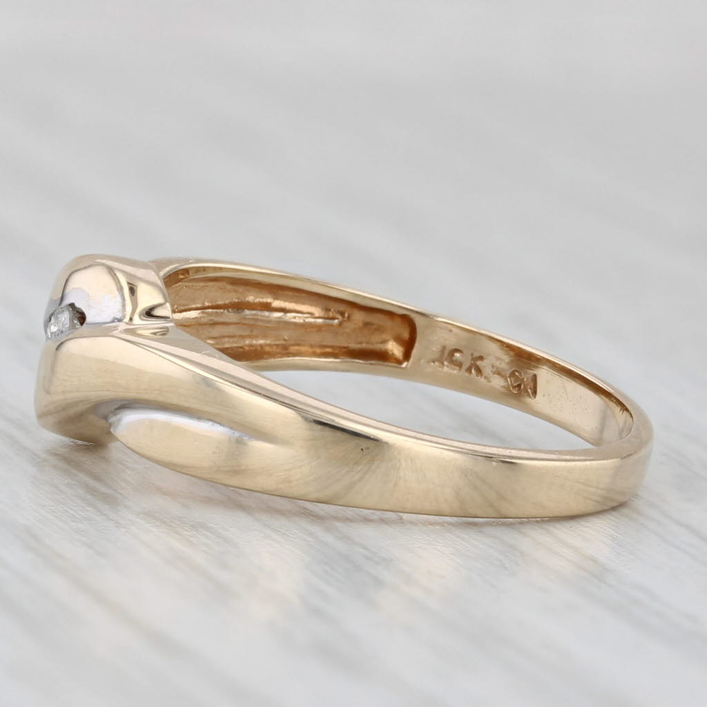 Diamond Bypass Ring 10k Yellow Gold Size 6.75 Band