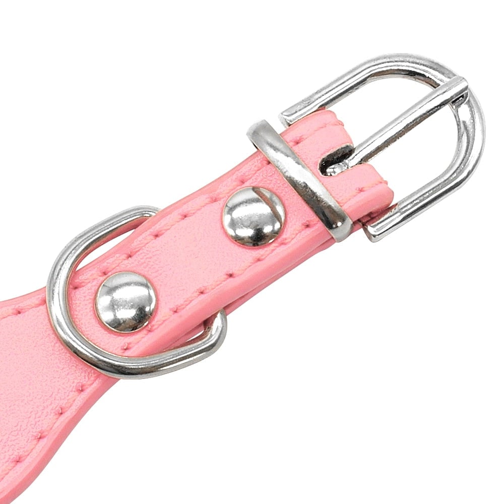 Flower Studded Leather Dog Collar