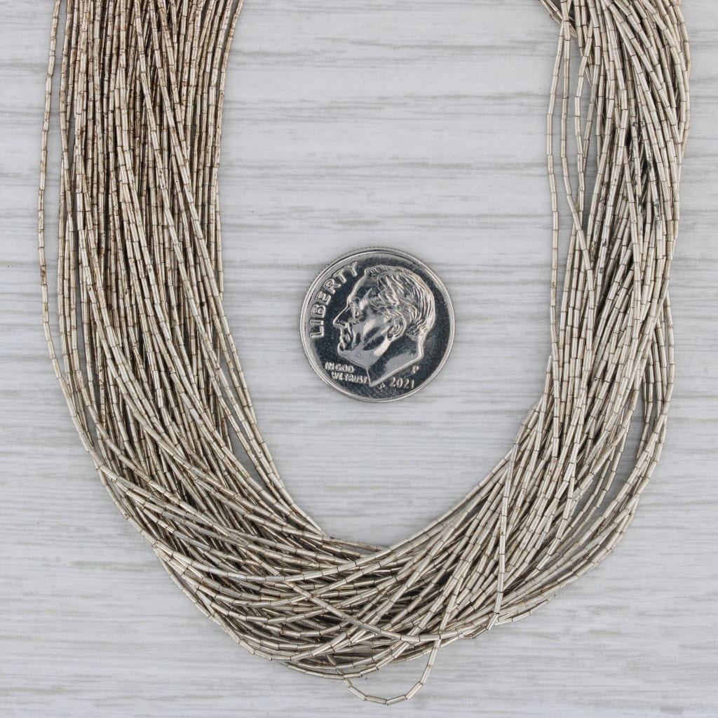 Vintage Native American Liquid Silver Necklace Sterling Silver 28.5