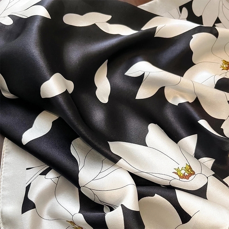 Women's Elegant Flower Silk Printing Silk Scarf