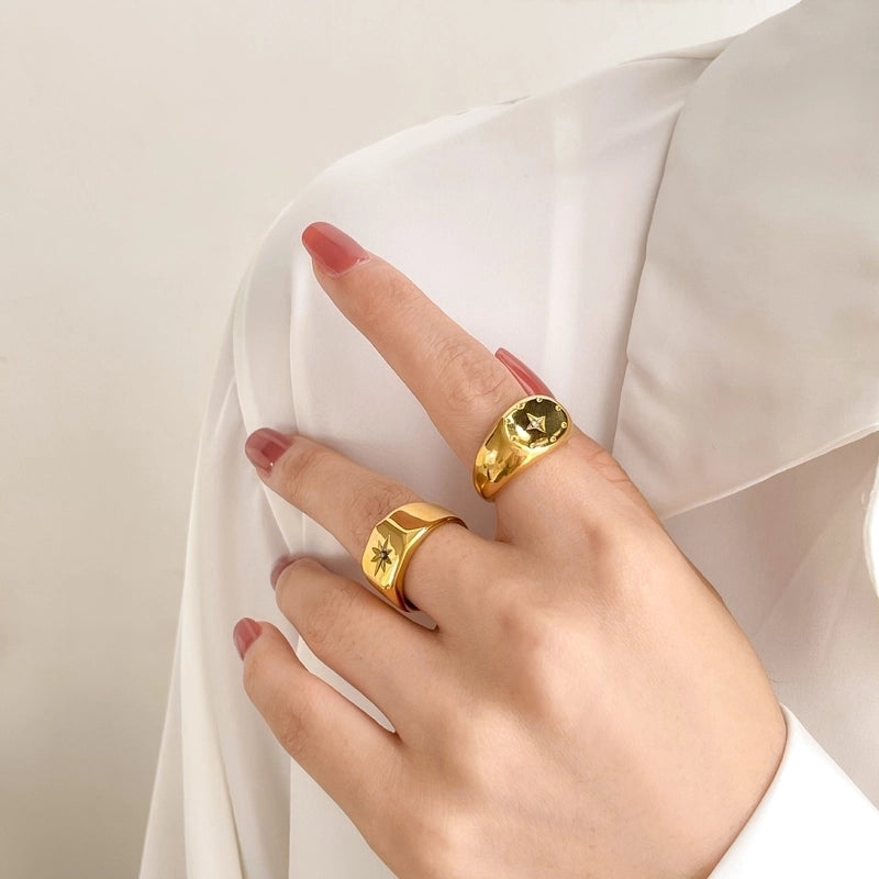 Minimalist Star Titanium Steel Zircon Rings In Bulk