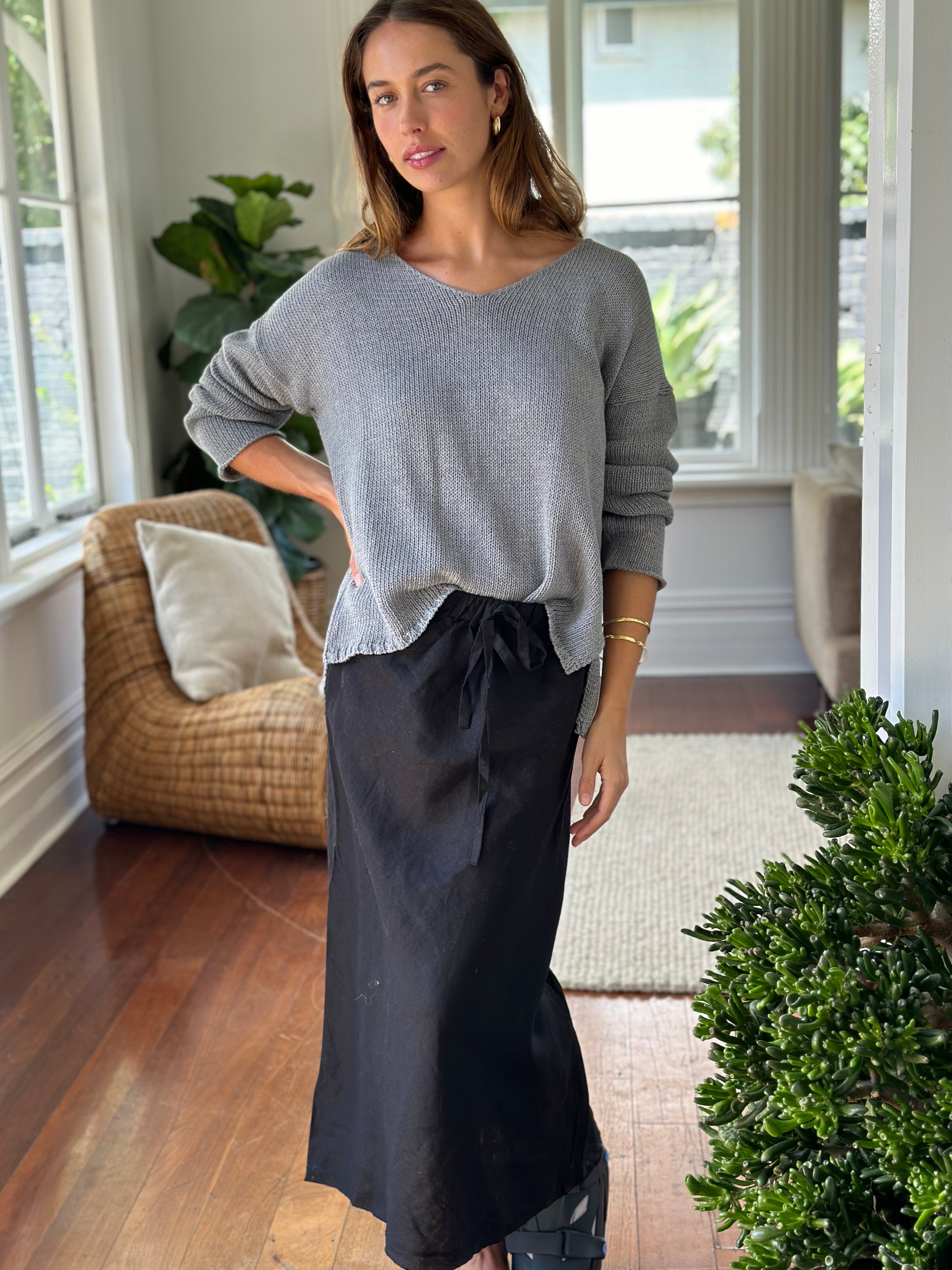 anthea skirt - black linen