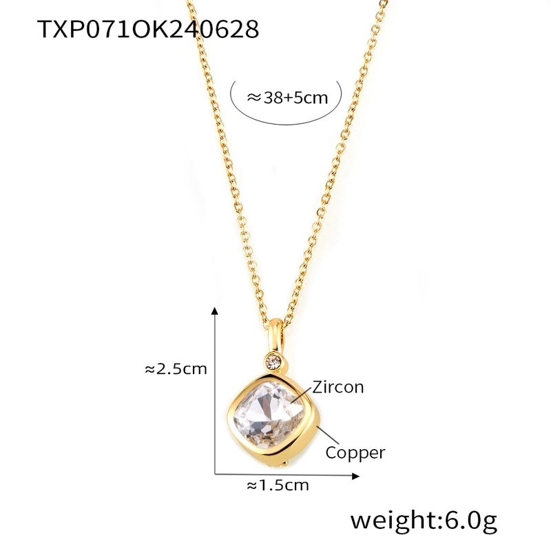 Minimalist Quadrilateral 304 Stainless Steel 18K Gold Plated Plating Earrings Necklace Jewelry Set