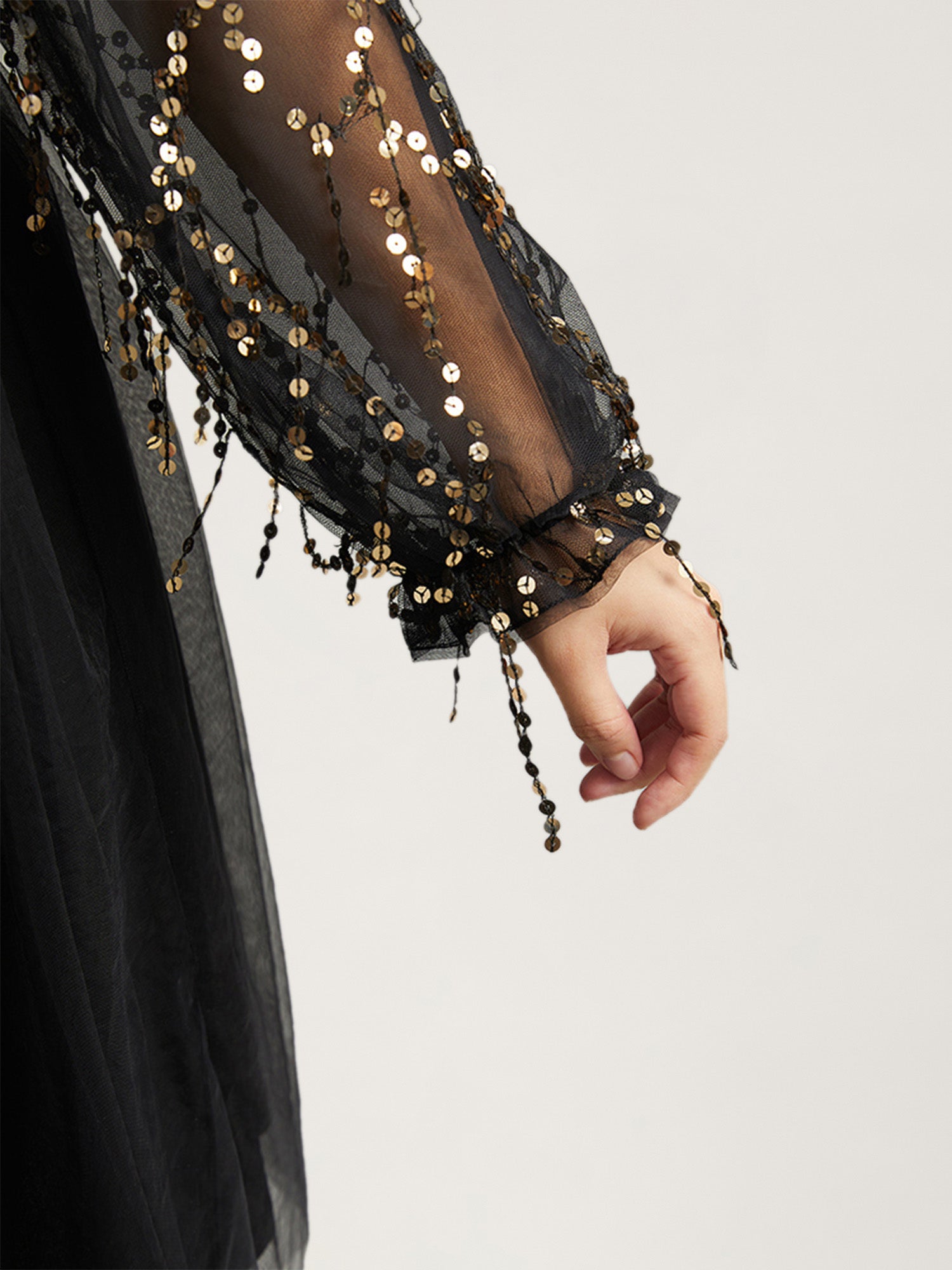Sequin Mesh Patchwork Tassel Dress
