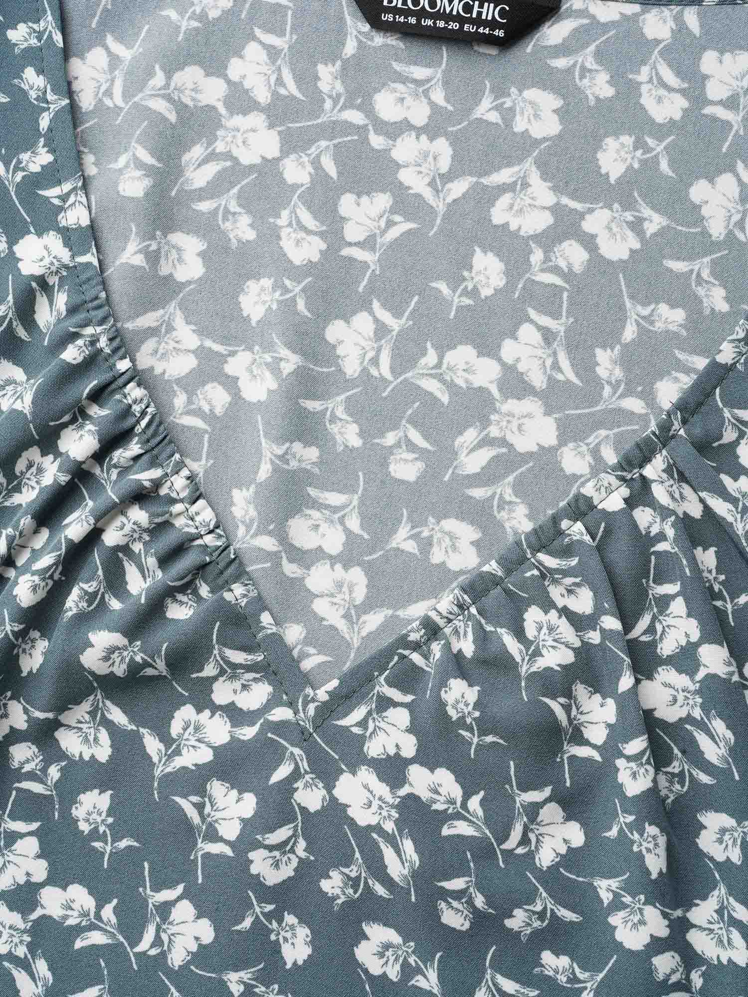 V-Neck Floral Pleated Blouse