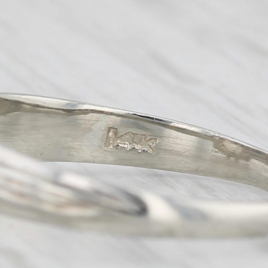 Small Vintage Diamond Solitaire Ring 14k White Gold 2.75 Baby Size
