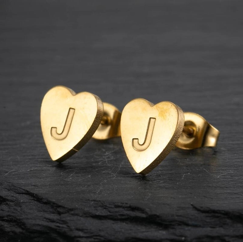 1 Pair Fashion Letter Heart Shape Plating 304 Stainless Steel 18K Gold Plated Ear Studs