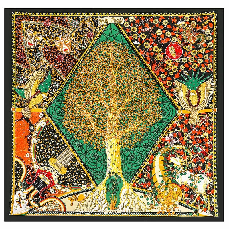 Women's Elegant Retro Minimalist Tree Satin Printing Silk Scarf