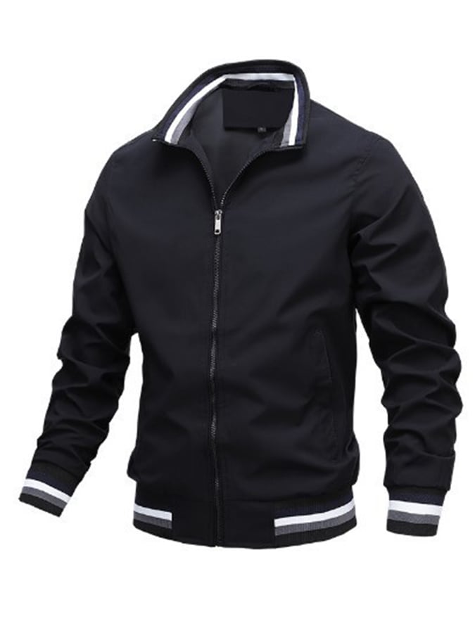 Men's Sports Fashion Slim Fit Standing Collar Waterproof Zipper Bomber Jacket