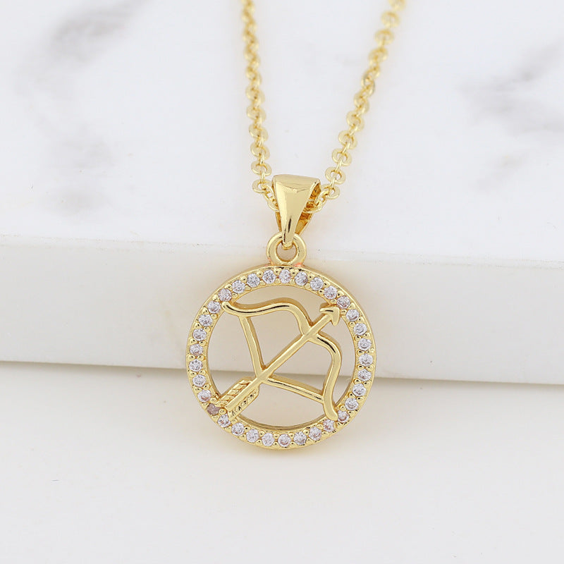 Women Diamond Metal Animal Zodiac Sign Copper Necklaces