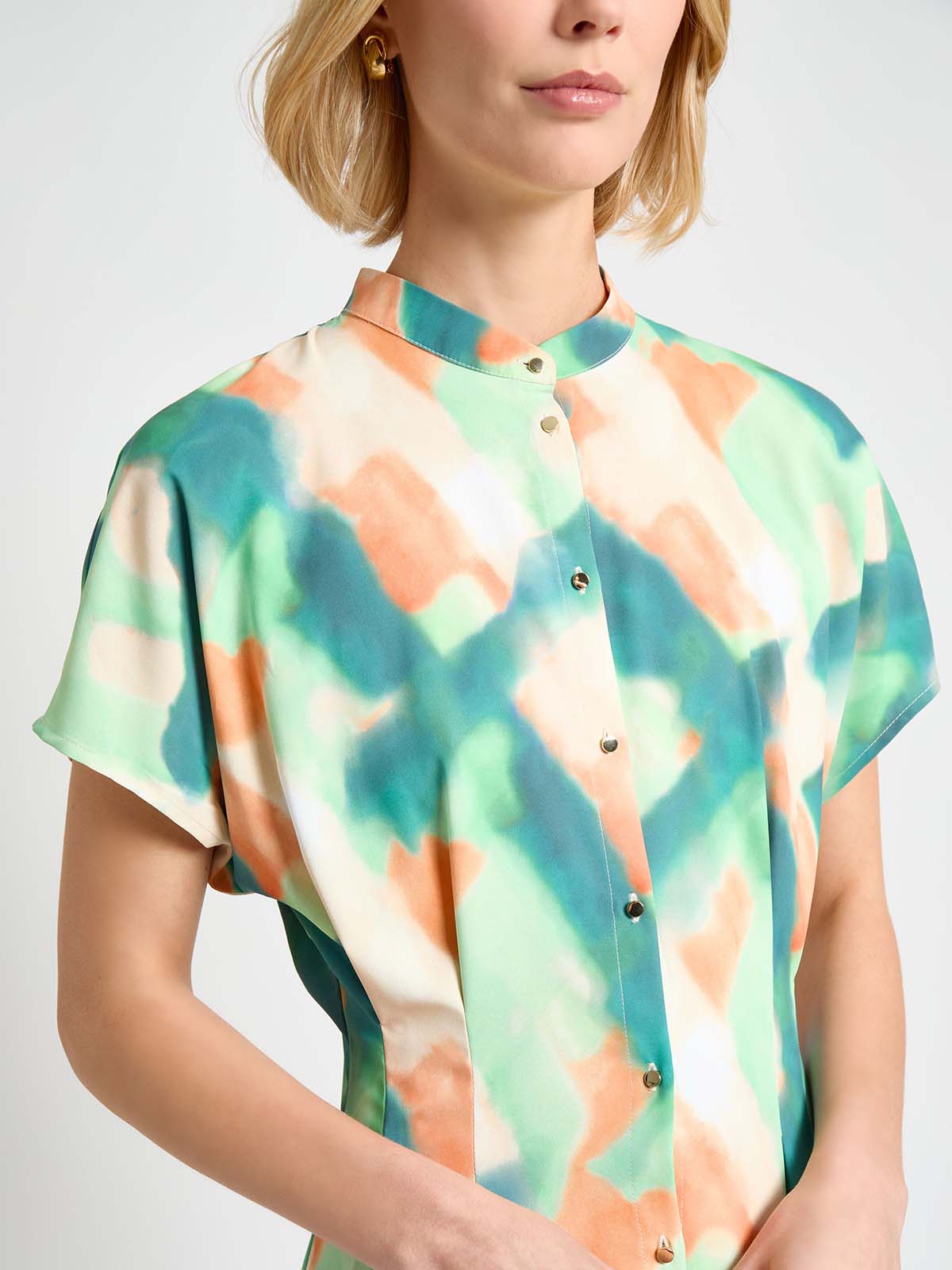 Fit & Flare Crepe de Chine Button Up Maxi Dress - True Fit