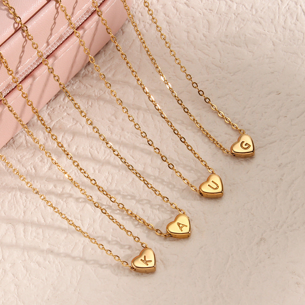 Fashion Heart Stainless Steel 18K Gold Plated Necklaces