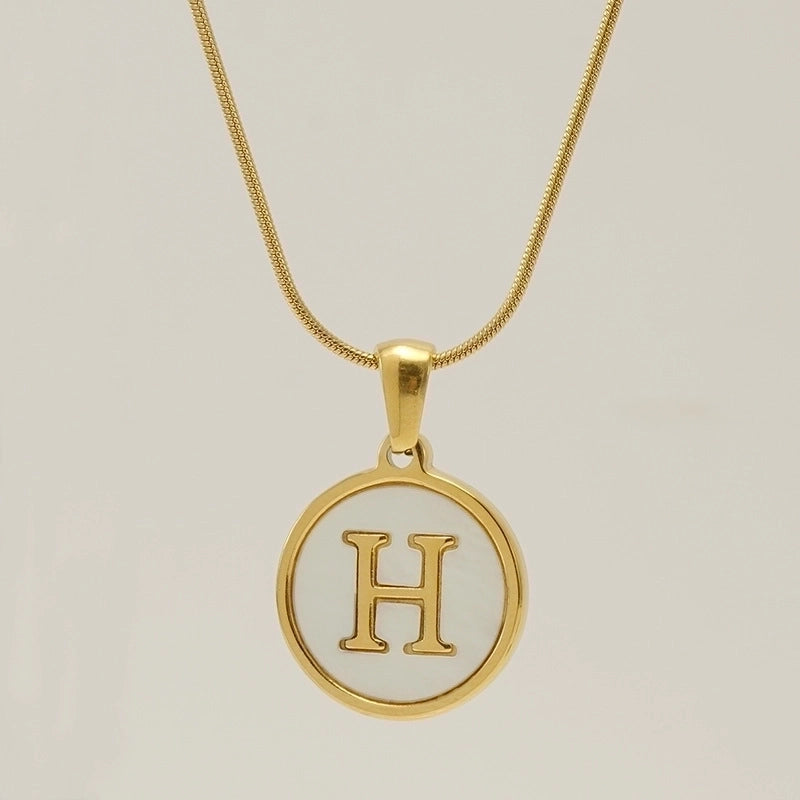Fashion Letter Stainless Steel Titanium Steel Plating Inlay Shell Pendant Necklace 1 Piece