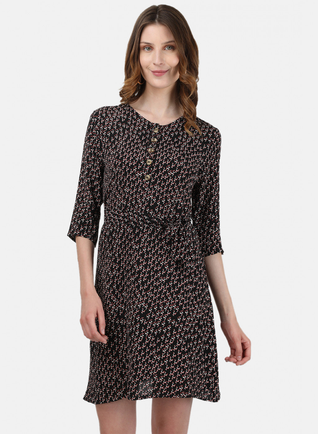 Womens Black Printed Tunic