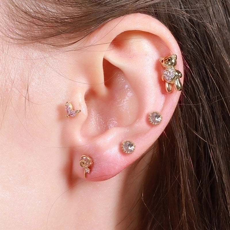 Ear Cartilage Rings & Studs Cute Animal Brass Gem