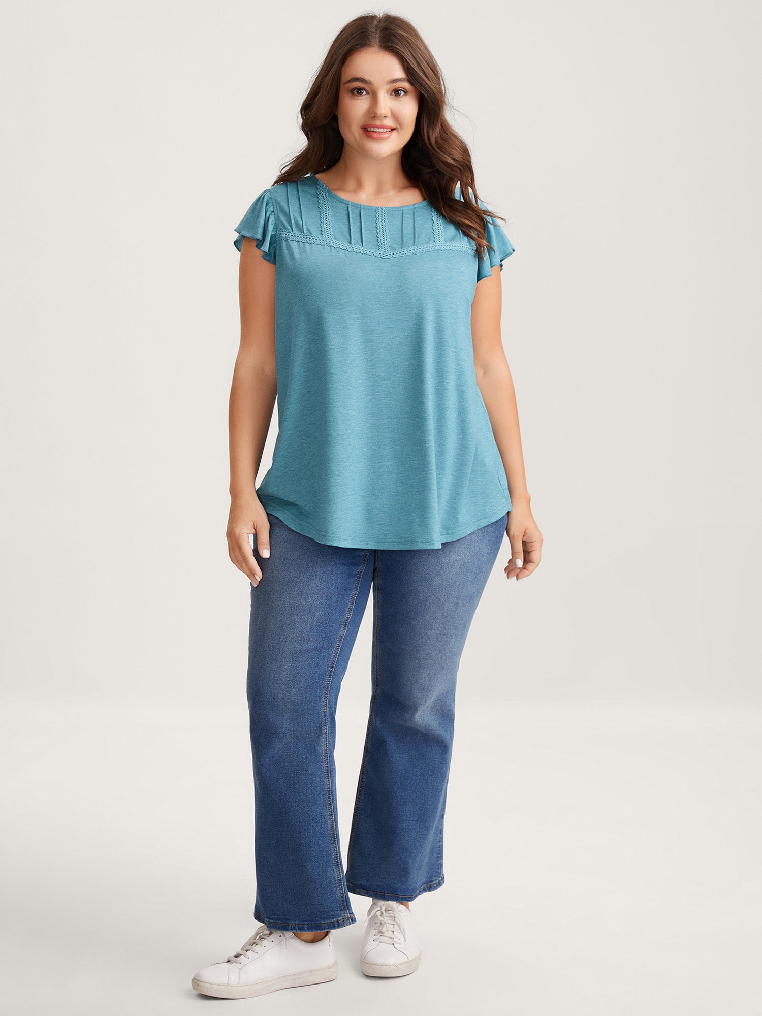 Lace Toothpick Pleat Solid Top